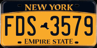 NY license plate FDS3579
