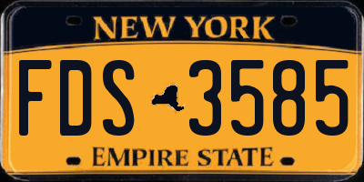 NY license plate FDS3585