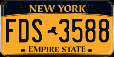 NY license plate FDS3588