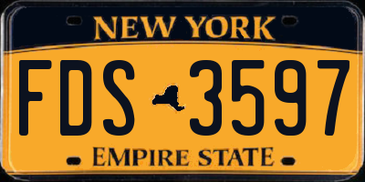 NY license plate FDS3597