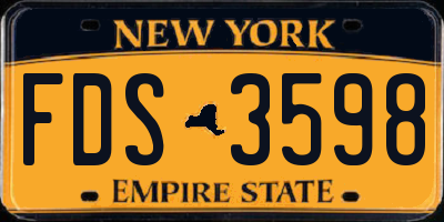 NY license plate FDS3598