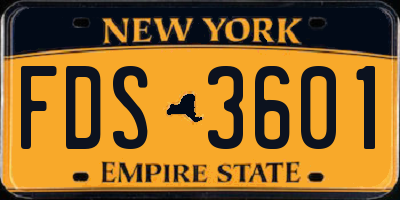 NY license plate FDS3601