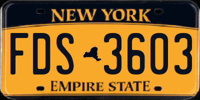NY license plate FDS3603