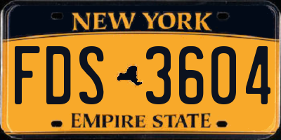 NY license plate FDS3604