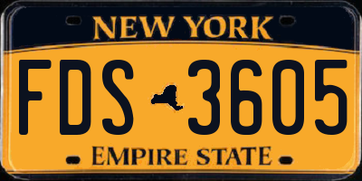 NY license plate FDS3605
