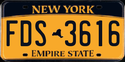 NY license plate FDS3616
