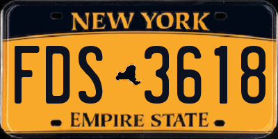 NY license plate FDS3618