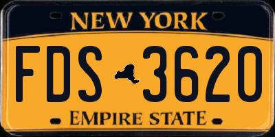NY license plate FDS3620