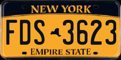 NY license plate FDS3623