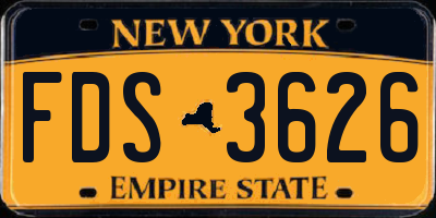 NY license plate FDS3626