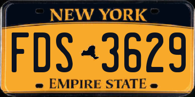 NY license plate FDS3629