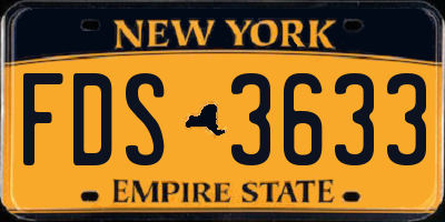 NY license plate FDS3633
