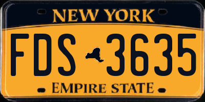 NY license plate FDS3635