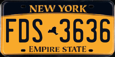 NY license plate FDS3636