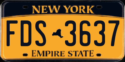 NY license plate FDS3637