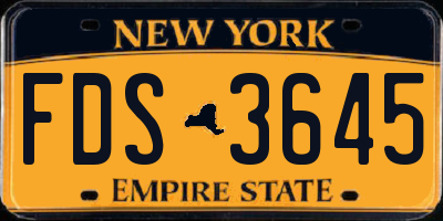 NY license plate FDS3645
