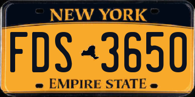 NY license plate FDS3650