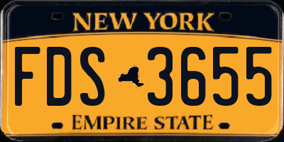 NY license plate FDS3655