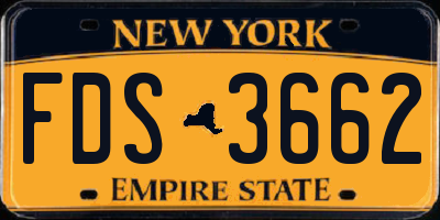NY license plate FDS3662
