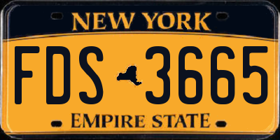 NY license plate FDS3665