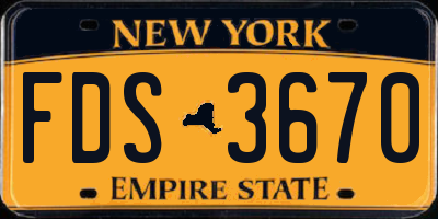 NY license plate FDS3670
