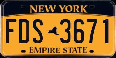 NY license plate FDS3671