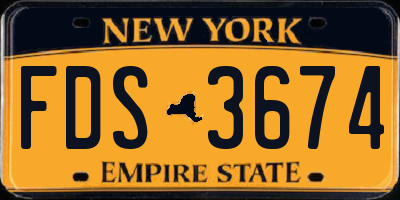 NY license plate FDS3674