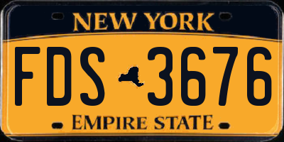 NY license plate FDS3676