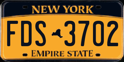 NY license plate FDS3702