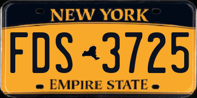 NY license plate FDS3725