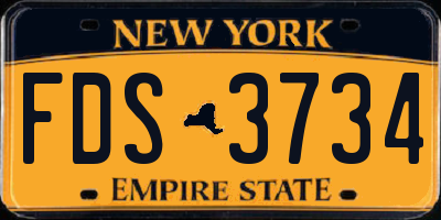 NY license plate FDS3734