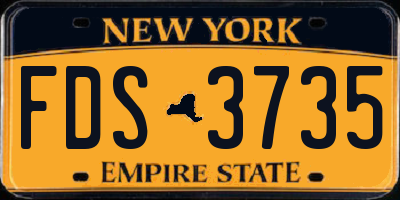 NY license plate FDS3735