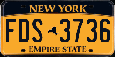 NY license plate FDS3736