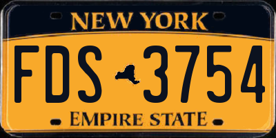 NY license plate FDS3754