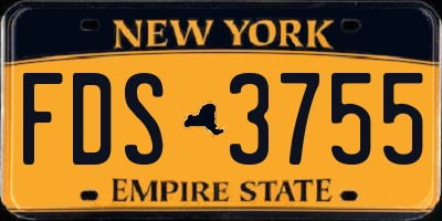 NY license plate FDS3755