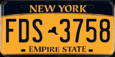 NY license plate FDS3758