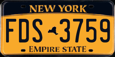 NY license plate FDS3759
