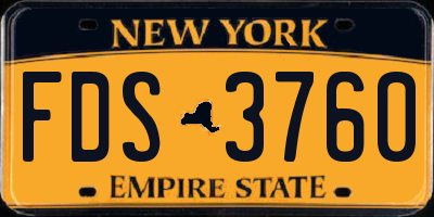 NY license plate FDS3760