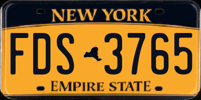 NY license plate FDS3765