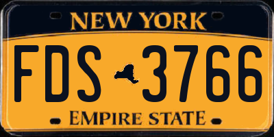 NY license plate FDS3766