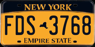 NY license plate FDS3768