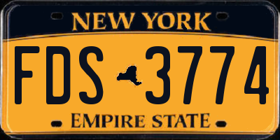 NY license plate FDS3774