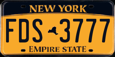NY license plate FDS3777