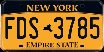 NY license plate FDS3785