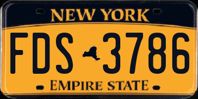 NY license plate FDS3786