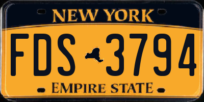 NY license plate FDS3794