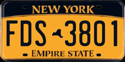 NY license plate FDS3801