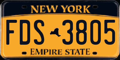 NY license plate FDS3805