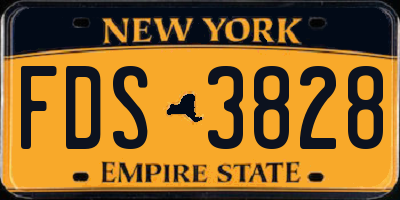 NY license plate FDS3828