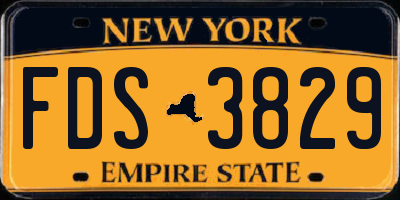 NY license plate FDS3829